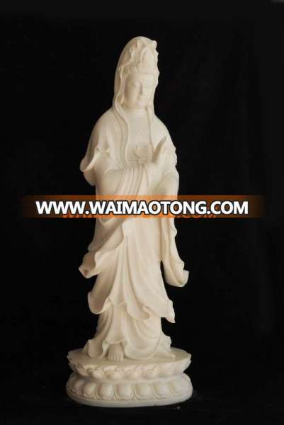 White marble Buddha female guanyin Buddha statue, religious stone Buddha