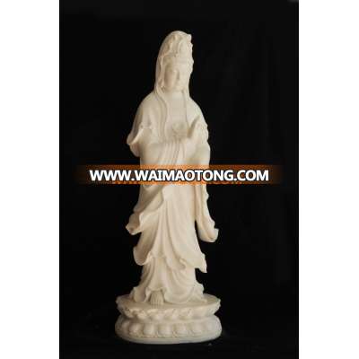 White marble Buddha female guanyin Buddha statue, religious stone Buddha